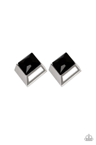 Stellar Square Black Earrings