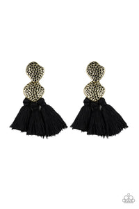 Tenacious Tassel Black Earrings