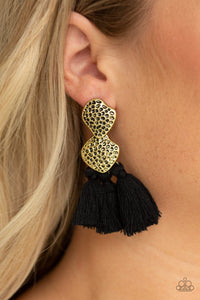 Tenacious Tassel Black Earrings