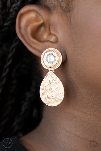 Emblazoned Edge Rose Gold Clip-On Earrings