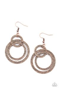 Distractingly Dizzy Copper Earrings