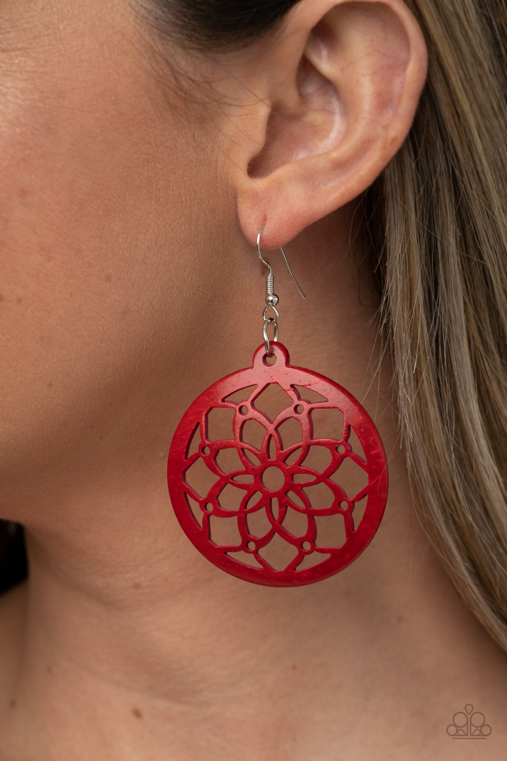 Mandala Meadow Red Earrings