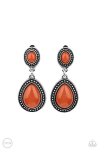 Carefree Clairvoyance Orange Clip-On Earrings