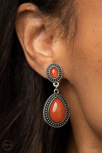 Carefree Clairvoyance Orange Clip-On Earrings