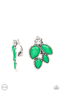 Fancy Foliage Green Clip-On Earrings