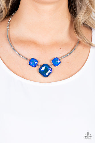 Divine IRIDESCENCE Blue Necklace -Paparazzi Accessories: October 2021 Life of the Party