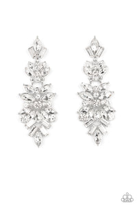 Frozen Fairytale White Clip-On Earrings- Paparazzi Accessories: May 2022 Life of the Party