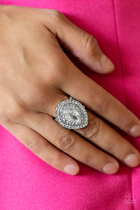 Icy Indulgence White Ring- Paparazzi Accessories: May 2022 Life of the Party