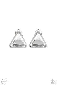 Timeless In Triangles White Clip-On Earrings